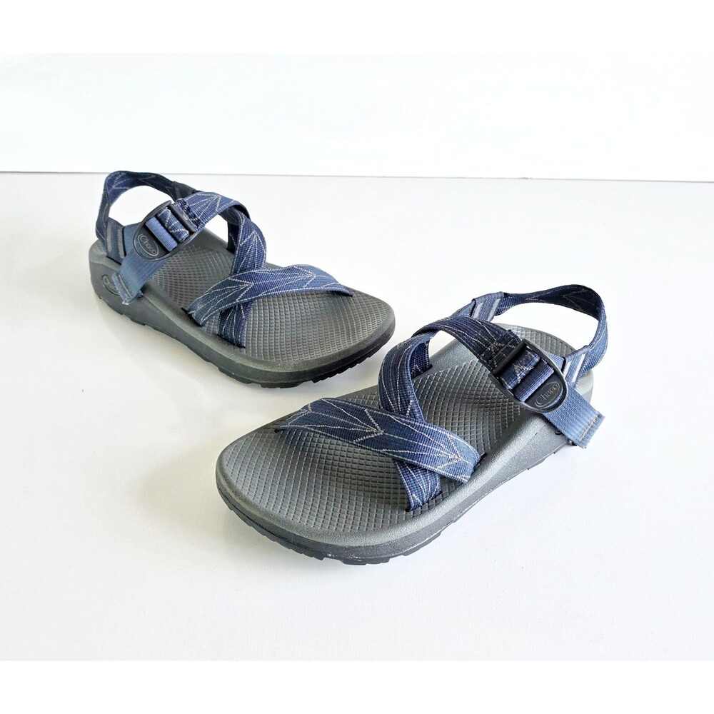 CHACO Z Cloud Sandals Aero Blue Print Straps Gray Footbed Men's 8 ZCloud